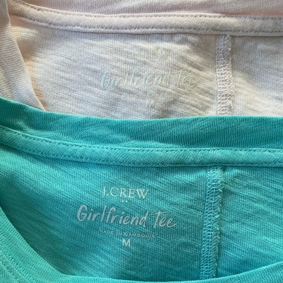 Crew Girlfriend Tee Set of 2 Medium 100% Cotton Pink Blue Basic T-Shirts - Picture 10 of 11